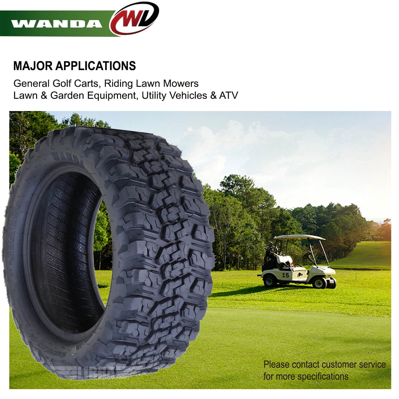 WANDA 23x10.5-12 All Terrain Golf Cart Tires 4 Ply 23x10.5X12 -Set 2 -14057