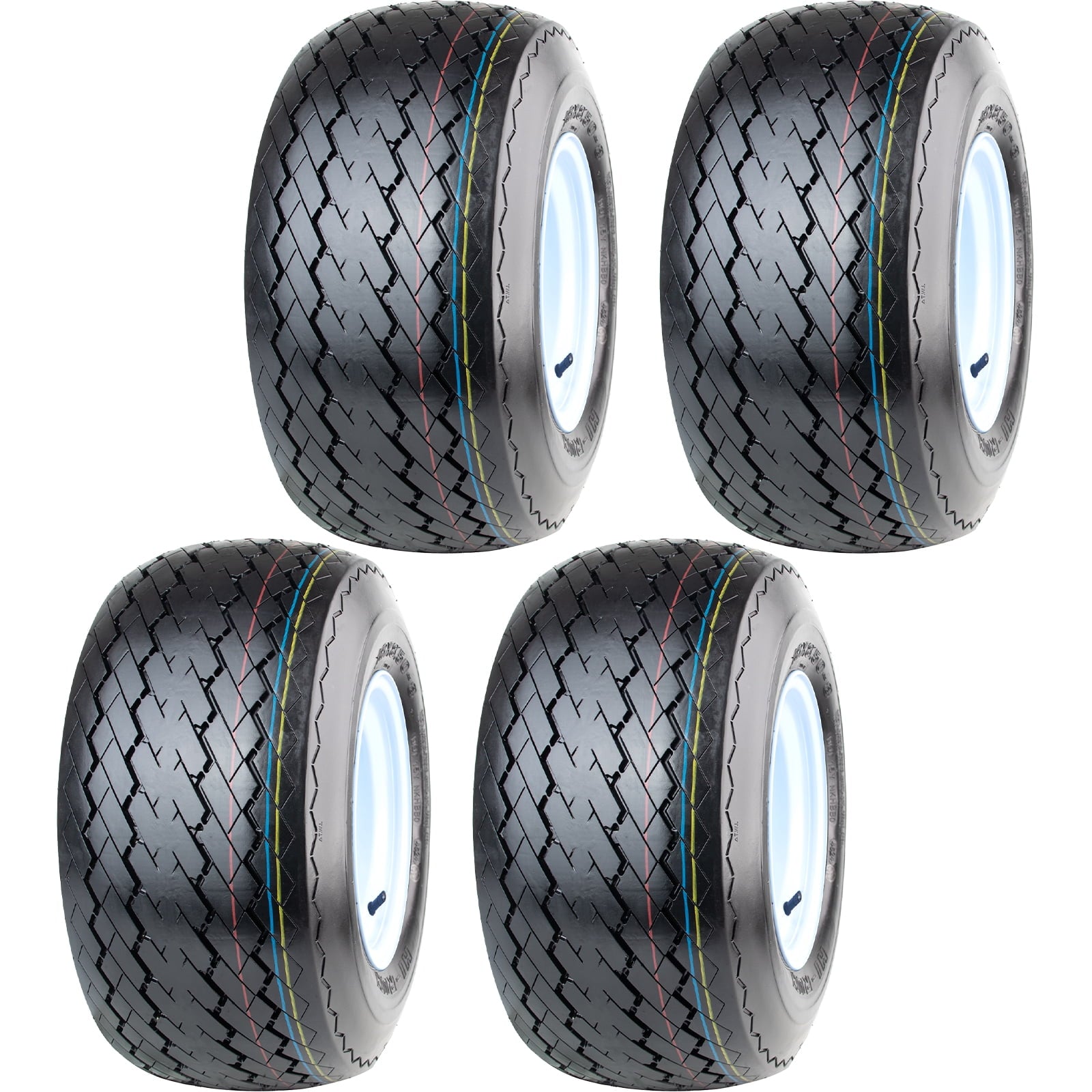 Hi-Run 4 Set SU15 18X8.50-8 4PR Golf Cart Tires Wheel Assembly & 8X7 4 Lugs on 4 PCD White Rim Fits 18X8.5X8, 18X8.5-8